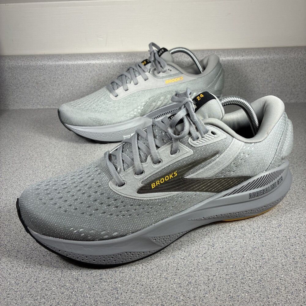 Brooks Adrenaline GTS24 Mens 9.5 D Running Shoe Alloy Gold Gray Walking Running